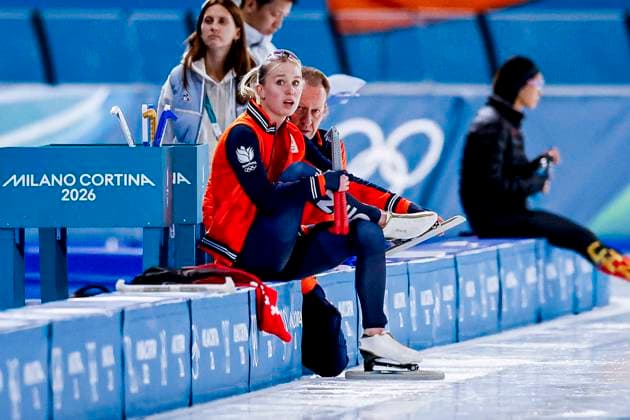 Merel Conijn of the Netherlands looks on after Women 3000m, Milano Cortina 2026 Winter Olympics: Day 1, Speed skating, Eisschnelllauf - Milano Cortina 2026 Winter Olympics: Day 1, Milano Speed Skating Stadium, February 7, 2026, Milan, Italy.