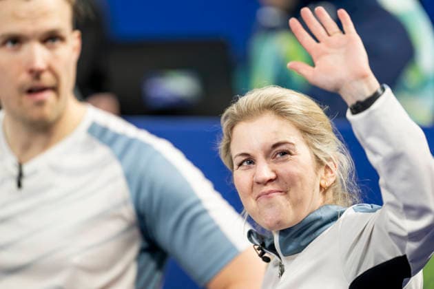 260207 Magnus Nedregotten and Kristin Skaslien of Norway celebrate after a round robin mixed doubles curling match between Norway and Estonia during day 1 of the 2026 Winter Olympics on February 7, 2026 in Cortina. Photo: Jon Olav Nesvold BILDBYRAN COP 217 JE0110 curling Olympic Games, Olympische Spiele, Olympia, OS olympics winter olympics os ol olympiska spel vinter-os olympiske leker milano cortina 2026 milan cortina 2026 milano cortina 2026 olympic games milano cortina 2026 winter olympic games milano cortina-os milano cortina-ol vinter-ol 1 bbeng jubel *** 260207 Magnus Nedregotten and Kristin Skaslien of Norway celebrate after a round robin mixed doubles curling match between Norway and Estonia during day 1 of the 2026 Winter Olympics on February 7, 2026 in Cortina Photo Jon Olav Nesvold BILDBYRAN COP 217 JE0110 curling olympic games olympics winter olympics os ol olympiska spel vinter os olympiske leker milano cortina 2026 milan cortina 2026 milano cortina 2026 olympic games milano cortina 2026 winter olympic games milano cortina os milano cortina ol vinter ol 1 bbeng jubel  Copyright: JONxOLAVxNESVOLD BB260207JE083