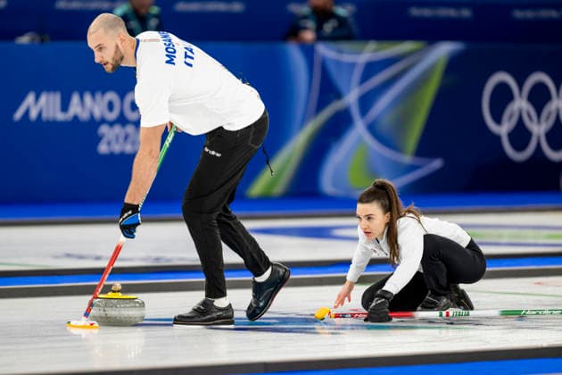 260207 Amos Mosaner and Stefania Constantini of Italy in a round robin mixed doubles curling match between Sweden and Italy during day 1 of the 2026 Winter Olympics on February 7, 2026 in Cortina. Photo: Jon Olav Nesvold BILDBYRAN COP 217 JE0110 curling Olympic Games, Olympische Spiele, Olympia, OS olympics winter olympics os ol olympiska spel vinter-os olympiske leker milano cortina 2026 milan cortina 2026 milano cortina 2026 olympic games milano cortina 2026 winter olympic games milano cortina-os milano cortina-ol vinter-ol 1 bbeng *** 260207 Amos Mosaner and Stefania Constantini of Italy in a round robin mixed doubles curling match between Sweden and Italy during day 1 of the 2026 Winter Olympics on February 7, 2026 in Cortina Photo Jon Olav Nesvold BILDBYRAN COP 217 JE0110 curling olympic games olympics winter olympics os ol olympiska spel vinter os olympiske leker milano cortina 2026 milan cortina 2026 milano cortina 2026 olympic games milano cortina 2026 winter olympic games milano cortina os milano cortina ol vinter ol 1 bbeng  Copyright: JONxOLAVxNESVOLD BB260207JE071