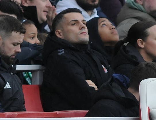 Football - 2025 2026 Premier League - Arsenal vs Sunderland - Emirates Stadium - Saturday 7th February 2026 Injured Granit Xhaka of Sunderland watches from the crowd 