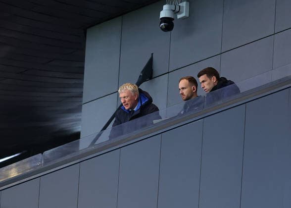 7th February 2026; Craven Cottage, Fulham, London, England; Premier League Football, Fulham versus Everton; Everton Manager David Moyes in the stands watching on while serving a suspension  JohnxPatrickxFletcher