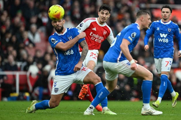 Arsenal v Sunderland, Premier League Arsenal forward Kai Havertz (29) shoots at goal during the Premier League match between Arsenal and Sunderland at the Emirates Stadium, London, UK on 7 February 2026. London Emirates Stadium Greater London UK Editorial use only DataCo restrictions apply See www.football-dataco.com , Copyright: xSimonxTraylenx PSI-23707-0036