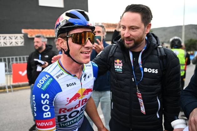 Tour of Valencia 2026 Stage 4 TEULADA MORAIRA, SPAIN - FEBRUARY 07 : Evenepoel Remco (BEL) of Red Bull BORA Hansgrohe celebrating his Victory during stage 4 of the 77th edition of Volta a la Comunitat Valenciana an UCI ProSeries 2.Pro cycling road race stage for Men Elite of 172.2 km with start in La Nucia and finish in Teulada Moraira on February 7, 2026 in Teulada Moraira, Spain, 07 02 2026 Teulada Moraira Spain  Copyright: xVincentxKalutx