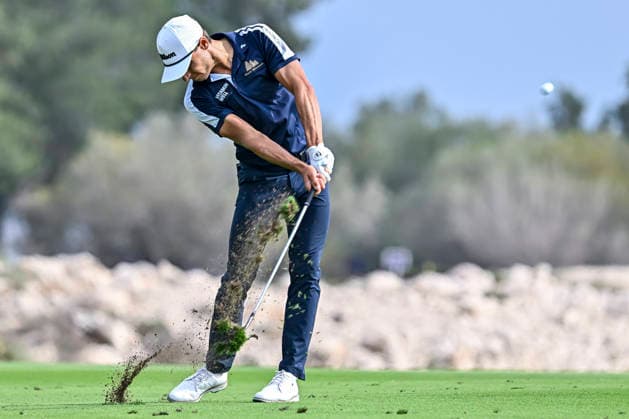 QATAR MASTERS 2026- THIRD ROUND Daniel Hillier of New Zealand plays his approach shot on the 8th hole during the third round of the Qatar Masters 2026 golf tournament at the Doha Golf Club in Doha, Qatar, on February 7, 2026 DOHA Qatar Copyright: xNOUSHADx