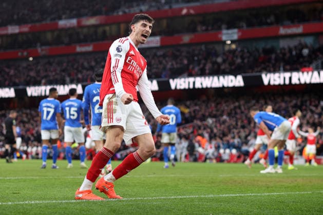 Arsenal gegen Sunderland 07. Februar 2026, London Premier League Fußball Arsenal gegen Sunderland Kai Havertz von Arsenal jubelt nach der Vorlage zum zweiten Tor von Viktor Gyokeres Foto Charlotte Wilson Abseits London UK  Copyright: xCharlottexWilsonx xOffsidexOffside