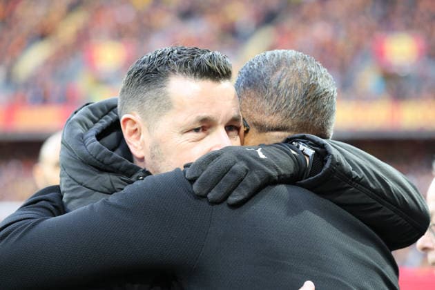 FOOTBALL : RC Lens vs Stade Rennais - Ligue 1 J21 - 07 02 2026 Pierre SAGE (entraineur RC Lens) et Habib BEYE (Entraineur Stade Rennais) lors du match RC Lens vs Stade Rennais, Ligue 1 J21, stade Bollaert-Delelis, le 7 fÃ vrier 2026 - photo Laurent Sanson PsnewZ  Copyright: xLaurentxSANSONx xPsnewZx
