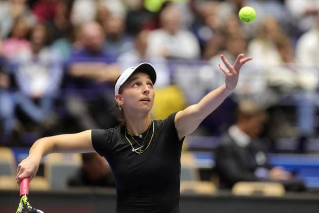 Tamara Korpatsch (GER) in action during the match against Katie Boulter (UK) within the WTA, Tennis Damen women s tennis tournament Ostrava Open in Ostrava, Czech Republic, February 7, 2026. (CTKxPhoto PetrxSznapka) CTKPhotoP2026020705632  CTKPhotoP2026020705632
