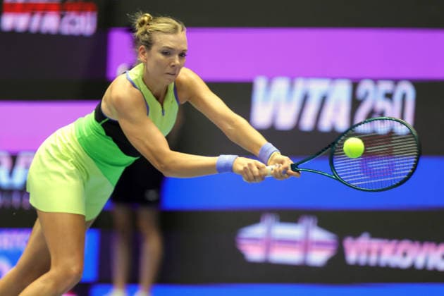 Katie Boulter (UK) in action during the match against Tamara Korpatsch (GER) within the WTA, Tennis Damen women s tennis tournament Ostrava Open in Ostrava, Czech Republic, February 7, 2026. (CTKxPhoto PetrxSznapka) CTKPhotoP2026020705643  CTKPhotoP2026020705643