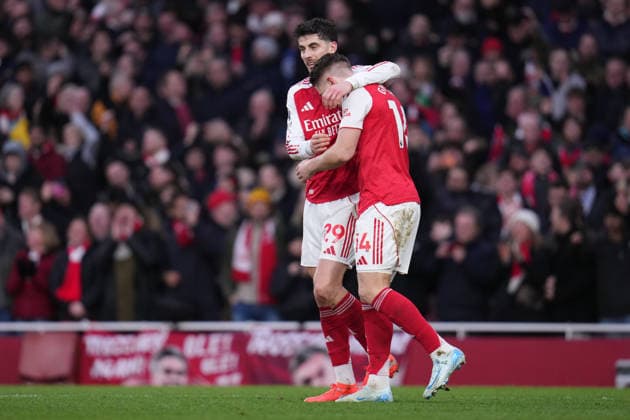 Premier League Arsenal v Sunderland Kai Havertz of Arsenal and Viktor Gyokeres of Arsenal after second goal during the Premier League match Arsenal vs Sunderland at Emirates, London, United Kingdom on 07 February 2026 (Photo by Harvey Murphy News Images) Copyright: xHarveyxMurphy NewsxImagesx
