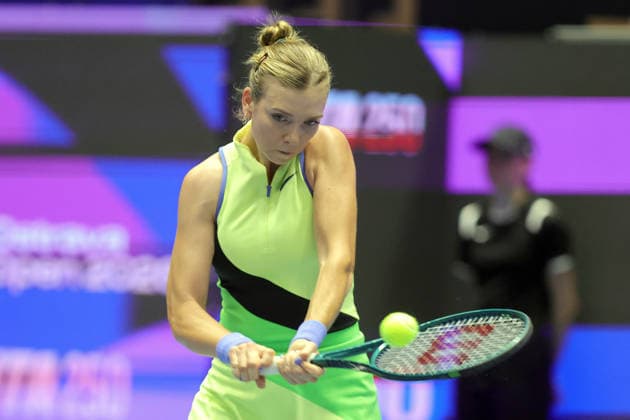 Katie Boulter (UK) in action during the match against Tamara Korpatsch (GER) within the WTA, Tennis Damen women s tennis tournament Ostrava Open in Ostrava, Czech Republic, February 7, 2026. (CTKxPhoto PetrxSznapka) CTKPhotoP2026020705631  CTKPhotoP2026020705631