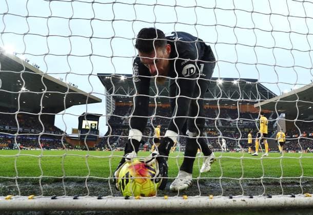 Jose Sa of Wolverhampton Wanderers picks the bal from own goal netting after conceding third goal Wolverhampton Wanderers v Chelsea, Premier League, Football, Molineux, Wolverhampton, UK - 07 Feb 2026Wolverhampton Molineux United Kingdom EDITORIAL USE ONLY No use with unauthorised audio, video, data, fixture lists, club league logos or live services. Online in-match use limited to 120 images, no video emulation. No use in betting, games or single club league player publications. Copyright: xMichaelxZemanek Shutterstockx 16524375bb