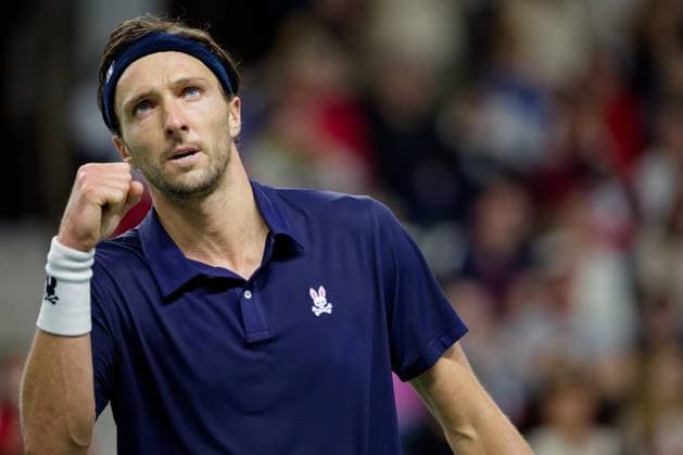 Tennis Coupe Davis - France - Slovaquie au Portel PHOTOPQR VOIX DU NORD JOHAN BEN AZZOUZ ; 07 02 2026 ; Le Portel, le 7 fevrier 2026. Tennis Coupe Davis (premier tour) - France - Slovaquie au chaudron au Portel. Arthur Rinderknech (FRA). PHOTO JOHAN BEN AZZOUZ LA VOIX DU NORD - Le Portel, France, feb 7th 2026. Davis Cup : Francs vs Slovakia - Nord France  Copyright: xPHOTOPQR VOIXxDUxNORD MAXPPPxJOHANxBENxAZZOUZx 20260207VDN5464 20260207VDN5464