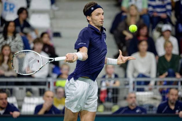 Tennis Coupe Davis - France - Slovaquie au Portel PHOTOPQR VOIX DU NORD JOHAN BEN AZZOUZ ; 07 02 2026 ; Le Portel, le 7 fevrier 2026. Tennis Coupe Davis (premier tour) - France - Slovaquie au chaudron au Portel. Arthur Rinderknech (FRA). PHOTO JOHAN BEN AZZOUZ LA VOIX DU NORD - Le Portel, France, feb 7th 2026. Davis Cup : Francs vs Slovakia - Nord France  Copyright: xPHOTOPQR VOIXxDUxNORD MAXPPPxJOHANxBENxAZZOUZx 20260207VDN5461 20260207VDN5461