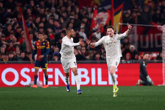 Scott McTominay (Ssc Napoli) celebrates after scoring his team s second goal, Serie A, Genoa CFC v SSC Napoli , Stadio Luigi Ferraris, February 7, 2026, Genova, Italy.