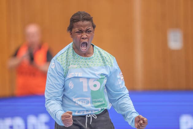 GER, Bensheim, HSG Bensheim Auerbach Flames vs TuS Metzingen, Alsco Handball Bundesliga Frauen, Handball, DHB, Spielzeit 2025 2026, Weststadthalle Bensheim, 16 Spieltag im Bild Vanessa Fehr HSG Bensheim Auerbach Flames Frauen 16 , Jubel, Freude DFB DFL REGULATIONS PROHIBIT ANY USE OF PHOTOGRAPHS AS IMAGE SEQUENCES AND OR QUASI VIDEO, 07 02 2026 Copyright: HMBxMedia HendrikxHamelau