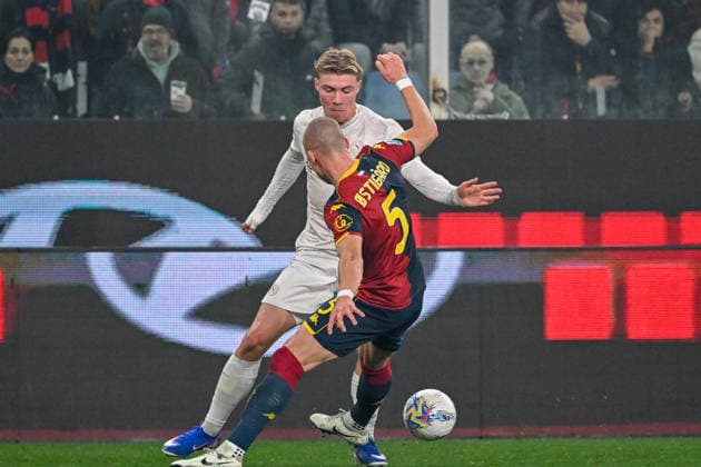 GenoaÕs Leo Skiri Ostigard fights for the ball during the Serie A soccer match between Genoa and Napoli at the Luigi Ferraris Stadium in Genoa, Italy - Saturday, February 07, 2026. - Soccer .  Copyright: xTanoxPecoraro LaPressex