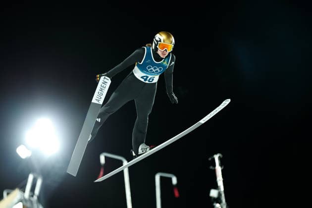 Olympische Winterspiele Milano Cortina 2026 Skispringen Normalschanze Einzel Frauen am 07.02.2026 an der Predazzo Ski jumping, Skispringen, Ski, nordisch Stadium in Predazzo Selina Freitag ( Deutschland ) *** Olympic Winter Games Milano Cortina 2026 Ski Jumping Normal Hill Individual Women on 07 02 2026 at the Predazzo Ski Jumping Stadium in Predazzo Selina Freitag Germany xMSx