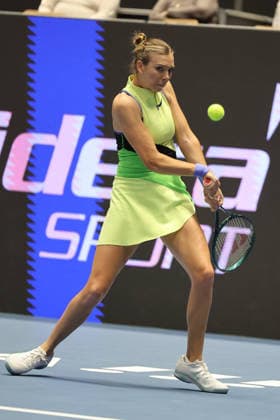 Katie Boulter (UK) in action during the match against Tamara Korpatsch (GER) within the WTA, Tennis Damen women s tennis tournament Ostrava Open in Ostrava, Czech Republic, February 7, 2026. (CTKxPhoto PetrxSznapka) CTKPhotoP2026020706051  CTKPhotoP2026020706051