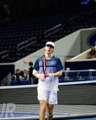 February 7, 2026, Frisco, Texas, USA: Southern Methodist University men s tennis player ALEX FINKELSTEIN during the first match of the Dallas Open qualifying session. Tristan Boyer beat Alex Finkelstein 6:4 and 6:2. Frisco USA - ZUMAm348 20260207_znp_m348_007 Copyright: xLuisxRevillaxMatax