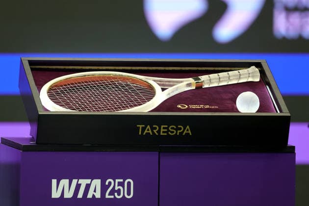 The WTA, Tennis Damen women s tennis tournament Ostrava Open trophy for the winner, Ostrava, Czech Republic, February 7, 2026. (CTKxPhoto PetrxSznapka) CTKPhotoP2026020706495  CTKPhotoP2026020706495