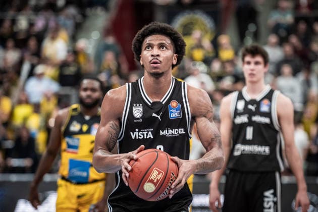 Demarcus Marquette Demonia BMA365 Bamberg Baskets, 08 Free Throw GER, MHP Riesen vs BMA365 Bamberg Baskets, Basketball Bundesliga, easycredit BBL, 19 Matchday, Season 2025 2026, 07 02 2026 GER, MHP Riesen vs BMA365 Bamberg Baskets, Basketball Bundesliga, easycredit BBL, 19 Matchday, Season 2025 2026, 07 02 2026 Ludwigsburg Copyright: xSandyxDinkelackerx EP_SDR