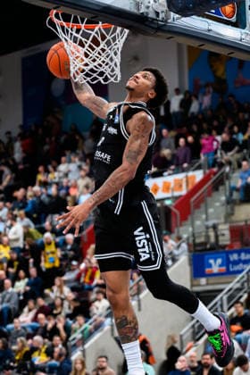Ludwigsburg, BBL 25 26 MHP Riesen Ludwigsburg vs Bamberg Baskets Demarcus Marquette Demonia Bamberg Ludwigsburg MHP Arena Baden Württemberg Germany