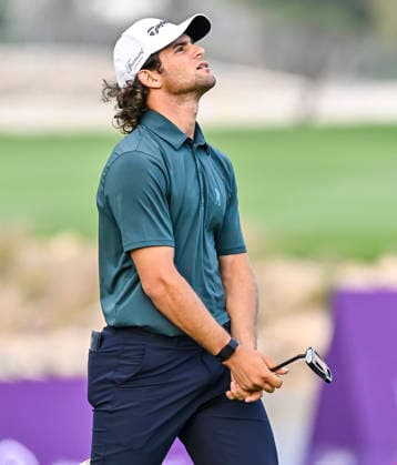 QATAR MASTERS 2026- THIRD ROUND Angel Ayora of Spain on the 18th hole during the third round of the Qatar Masters 2026 golf tournament at the Doha Golf Club in Doha, Qatar, on February 7, 2026 DOHA Qatar Copyright: xNOUSHADx