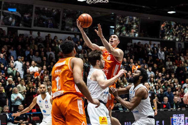 GER, easy Credit Basketball Bundesliga, Niners Chemnitz Syntainics MBC 07 02 2026, Messe, Chemnitz, GER, easy Credit Basketball Bundesliga, Niners Chemnitz Syntainics MBC Yordan Minchev Niners Chemnitz, 91 Foto Alexander Trienitz Chemnitz Messe Sachsen Germany