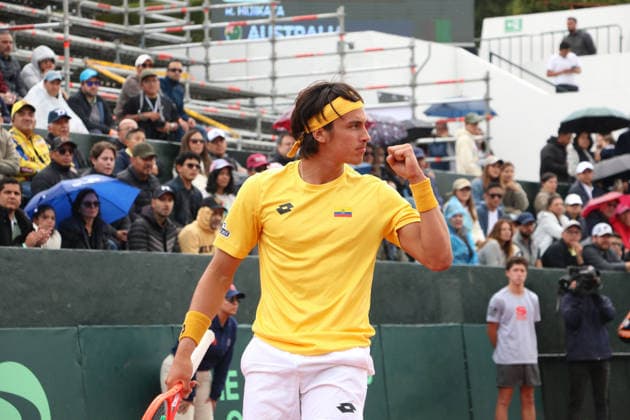 DAVIS CUP ECUADOR VS AUSTRALIA Quito, Saturday, February 7, 2026 Davis Cup, first qualifying round between Ecuador vs Australia, at the Quito Tenis Golf Club Alvaro Guillen ECU vs Rinky Hijikata BRA Photos API Rolando Enriquez Quito Pichincha Ecuador Copyright: xROLANDOxENRIQUEZx