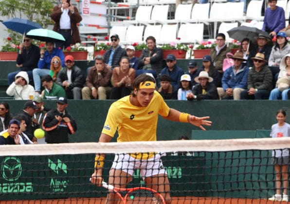 DAVIS CUP ECUADOR VS AUSTRALIA Quito, Saturday, February 7, 2026 Davis Cup, first qualifying round between Ecuador vs Australia, at the Quito Tenis Golf Club Alvaro Guillen ECU vs Rinky Hijikata BRA Photos API Rolando Enriquez Quito Pichincha Ecuador Copyright: xROLANDOxENRIQUEZx