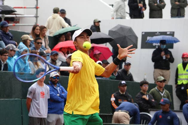 DAVIS CUP ECUADOR VS AUSTRALIA Quito, Saturday, February 7, 2026 Davis Cup, first qualifying round between Ecuador vs Australia, at the Quito Tenis Golf Club Alvaro Guillen ECU vs Rinky Hijikata BRA Photos API Rolando Enriquez Quito Pichincha Ecuador Copyright: xROLANDOxENRIQUEZx