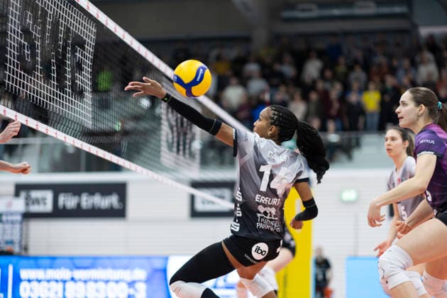 1 Volleyball Bundesliga Women Schwarz Weiss Erfurt vs SSC Palmberg Schwerin Erfurt 07 02 2026 Alianza Darley 14 Schwarz Weiss Erfurt 1 Volleyball Bundesliga Women Schwarz Weiss Erfurt vs SSC Palmberg Schwerin Riethsporthalle Erfurt 07 02 2026 Copyright: xBEAUTIFULxSPORTS Duehringx