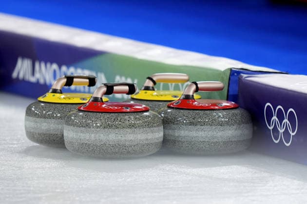 Italy s Stefania Constantini and Amos Mosaner during curling mixed doubles round robin Italy and Sweden at the Cortina Curling Olympic Stadium at the Milano Cortina 2026 Winter Olympics, in Cortina (Italy) February 7, 2026 (Spada LaPresse)  Copyright: xSpada LaPressex
