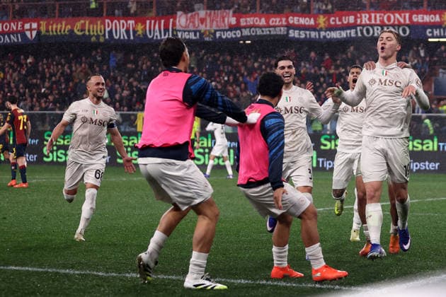 Rasmus Hojlund (Ssc Napoli) celebrates after scoring his team s third goal, Serie A, Genoa CFC v SSC Napoli , Stadio Luigi Ferraris, February 7, 2026, Genova, Italy.