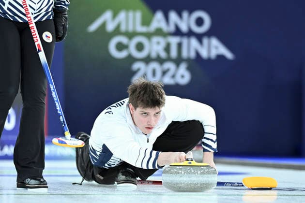 (260207) -- CORTINA D AMPEZZO, Feb. 7, 2026 -- Vit Chabicovsky of the Czech Republic competes during the curling mixed doubles round robin session 8 match between South Korea and the Czech Republic of the 2026 Milan-Cortina Winter Olympics in Cortina D Ampezzo, Italy, Feb. 7, 2026. ) (MICO2026)ITALY-CORTINA D AMPEZZO-OLYMPIC Winter games, Winterspiele,Spiele, Summer games CURLING-MIXED DOUBLES-ROUND ROBIN LianxYi 