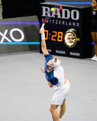 February 7, 2026, Frisco, Texas, USA: GEORGI GEORGIEV during his match against Zachary Svadja during the Dallas Open qualifying session. Zachary Svadja defeated Georgi Georgiev 6:3, and 6:2. Frisco USA - ZUMAm348 20260207_znp_m348_017 Copyright: xLuisxRevillaxMatax