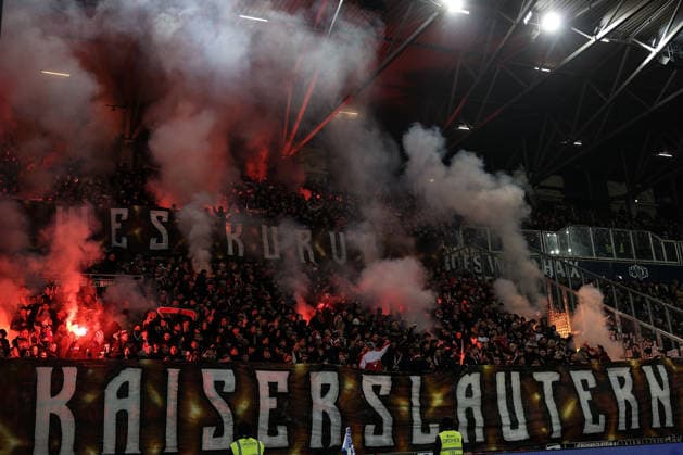 FBL Germany 2 Bundesliga SV Darmstadt 98 1 FC Kaiserslautern Fans from 1 FC Kaiserslautern choreography by the fans, Fans, mood, scarves, jerseys, emotions, pyro, pyrotechnics during the 2 Bundesliga 2025 26 match between SV Darmstadt 98 and 1 FC Kaiserslautern at Merckstadion am Böllenfalltor on 7 February 2026 in Darmstadt, Germany DFL DFB REGULATIONS PROHIBIT ANY USE OF PHOTOGRAPHS as IMAGE SEQUENCES and or QUASI VIDEO Copyright: JoaquimxFerreira