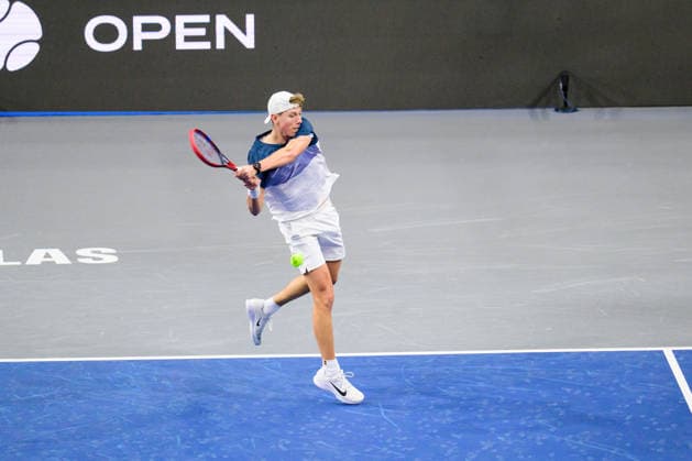 February 7, 2026, Frisco, Texas, USA: GEORGI GEORGIEV during his match against Zachary Svadja during the Dallas Open qualifying session. Zachary Svadja defeated Georgi Georgiev 6:3, and 6:2. Frisco USA - ZUMAm348 20260207_znp_m348_027 Copyright: xLuisxRevillaxMatax