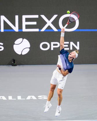 February 7, 2026, Frisco, Texas, USA: GEORGI GEORGIEV during his match against Zachary Svadja during the Dallas Open qualifying session. Zachary Svadja defeated Georgi Georgiev 6:3, and 6:2. Frisco USA - ZUMAm348 20260207_znp_m348_029 Copyright: xLuisxRevillaxMatax