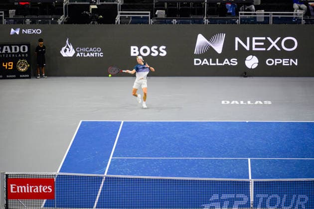 February 7, 2026, Frisco, Texas, USA: GEORGI GEORGIEV during his match against Zachary Svadja during the Dallas Open qualifying session. Zachary Svadja defeated Georgi Georgiev 6:3, and 6:2. Frisco USA - ZUMAm348 20260207_znp_m348_034 Copyright: xLuisxRevillaxMatax