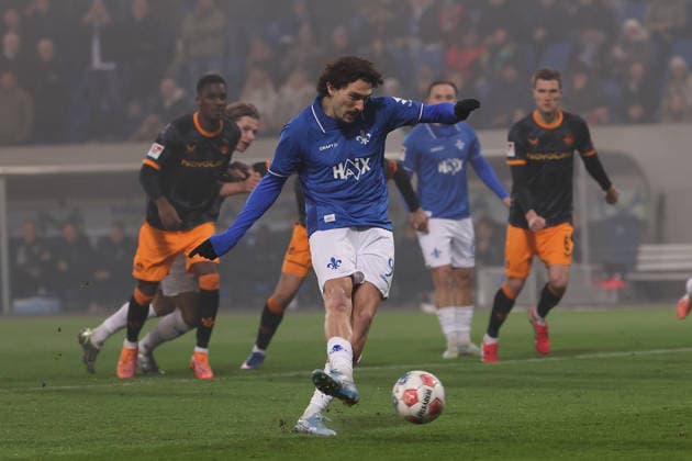FBL Germany 2 Bundesliga SV Darmstadt 98 1 FC Kaiserslautern Fraser Hornby SV Darmstadt 98 scores the goal to 1 0 during the 2 Bundesliga 2025 26 match between SV Darmstadt 98 and 1 FC Kaiserslautern at Merckstadion am Böllenfalltor on 7 February 2026 in Darmstadt, Germany DFL DFB REGULATIONS PROHIBIT ANY USE OF PHOTOGRAPHS as IMAGE SEQUENCES and or QUASI VIDEO Copyright: JoaquimxFerreira