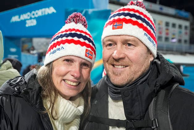 Winter Olympics in Milan Cortina 2026 Val di Fiemme 20260207. Parents Anja Kalseth Strom and oivind Strom watched their daughter Anna Odine Strom win Olympic gold in the women s individual normal hill in the Predazzo Ski jumping, Skispringen, Ski, nordisch Stadium during the Winter Olympics in Milano Cortina 2026. Photo: Terje Pedersen NTB Val di Fiemme Norway EDITORIAL USE ONLY. RESTRICTED USE FOR BETTING COMPANIES Ref:_SPOIiF2PHOV5wM.jpg *** Winter Olympics in Milan Cortina 2026 Val di Fiemme 20260207 Parents Anja Kalseth Strom and oivind Strom watched their daughter Anna Odine Strom win Olympic gold in the women s individual normal hill in the Predazzo Ski Jumping Stadium during the Winter Olympics in Milan Cortina 2026 Photo Terje Pedersen NTB Val di Fiemme Norway EDITORIAL USE ONLY RESTRICTED USE FOR BETTING COMPANIES  Copyright: xTerjexPedersenx xNTBx