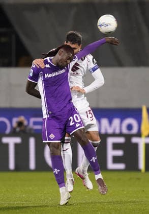 Fiorentina™s Moise Kean fight for the ball with Torino™s Guillermo Maripan during the Serie A soccer match between Fiorentina and Torino at the Artemio Franchi stadium in Florence, center of Italy - Saturday , February 07, 2026. - Soccer  Copyright: xMarcoxBucco LaxPressex