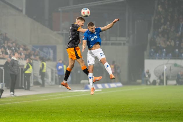 Match scene, duel, header, duel, f l Paul Joly 1 FC Kaiserslautern, 26 , Fabian Nuernberger SV Darmstadt 98, 15 , GER, SV Darmstadt 98 vs 1 FC Kaiserslautern, Football, 2 Bundesliga, Matchday 21, Season 2025 2026, 07 02 2026, DFL REGULATES PROHIBIT ANY USE OF PHOTOGRAPHS AS IMAGE SEQUENCES AND OR QUASI VIDEO, GER, SV Darmstadt 98 vs 1 FC Kaiserslautern, Football, Bundesliga 2, Matchday 21, Season 2025 2026, 07 02 2026 Darmstadt Copyright: xEibner-Pressefoto Jan-NiclasxGrox EP_JGG