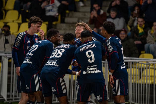 FOOTBALL : FC Nantes vs Olympique Lyonnais - Ligue 1 - JournÃ e 21 - 07 02 2026 CÃ lÃ bration des joueurs de l™ Olympique Lyonnais NantesFrance  Copyright: xEmilienxJousselinx