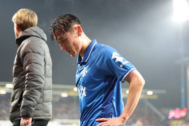 07 02 2026, xrekx, Fußball 2 Bundesliga, SV Darmstadt 98 1 FC Kaiserslautern v l Hiroki Akiyama SV Darmstadt 98 verletzt, Verletzung, Schmerz, Schmerzen, injured, injury, pain, pains DFL DFB REGULATIONS PROHIBIT ANY USE OF PHOTOGRAPHS as IMAGE SEQUENCES and or QUASI VIDEO Darmstadt