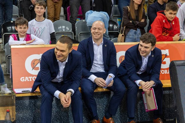 Marko Stankovic Telekom Baskets Bonn, Head Coach , Lionel˽Bosco Telekom Baskets Bonn, Assistant Coach , Thomas Pennellier Telekom Baskets Bonn, Assistant Coach smile with satisfaction after the win against Jena Telekom Baskets Bonn vs Science City Jena, Basketball, easy Credit BBL, Matchday 19, 2025 2026, 07 02 2026 Telekom Baskets Bonn vs Science City Jena, Basketball, easy Credit BBL, Matchday 19, 2025 2026, 07 02 2026 Bonn Copyright: xEibner-Pressefoto GerhardxWingenx EP_GWR