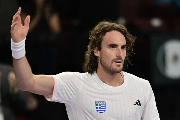 Davis Cup 2026 - Stefanos Tsitsipas of Greece in action against Rodrigo Pacheco Mendez of Mexico during the Davis Cup World Group 1st Round tennis match between Greece and Mexico held in Taekwondo Faliro Olympic Center, Athens, Greece, 7 February 2026. IMAGO ONE INCH PRODUCTIONS ATHENS Greece Copyright: xONExINCHxPRODUCTIONSx 6842426