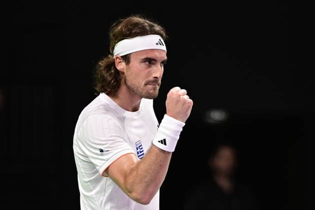 Davis Cup 2026 - Stefanos Tsitsipas of Greece in action against Rodrigo Pacheco Mendez of Mexico during the Davis Cup World Group 1st Round tennis match between Greece and Mexico held in Taekwondo Faliro Olympic Center, Athens, Greece, 7 February 2026. IMAGO ONE INCH PRODUCTIONS ATHENS Greece Copyright: xONExINCHxPRODUCTIONSx 6842269