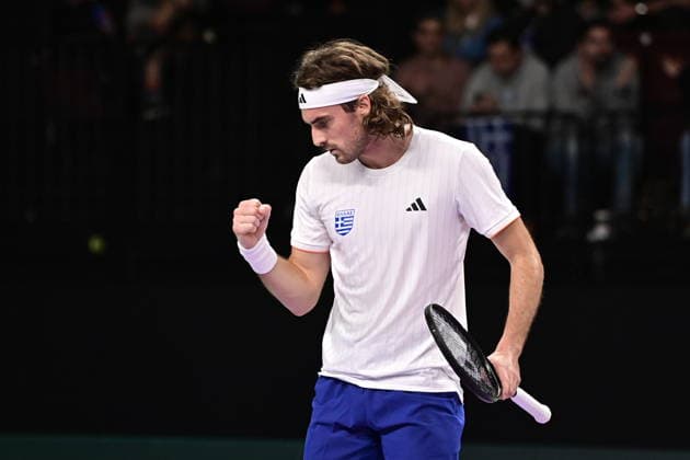 Davis Cup 2026 - Stefanos Tsitsipas of Greece in action against Rodrigo Pacheco Mendez of Mexico during the Davis Cup World Group 1st Round tennis match between Greece and Mexico held in Taekwondo Faliro Olympic Center, Athens, Greece, 7 February 2026. IMAGO ONE INCH PRODUCTIONS ATHENS Greece Copyright: xONExINCHxPRODUCTIONSx 6842276